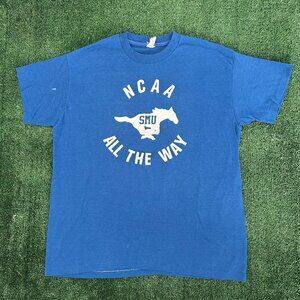 Vintage 80s SMU Mustangs T-Shirt Southern Methodist University Single Stitch L